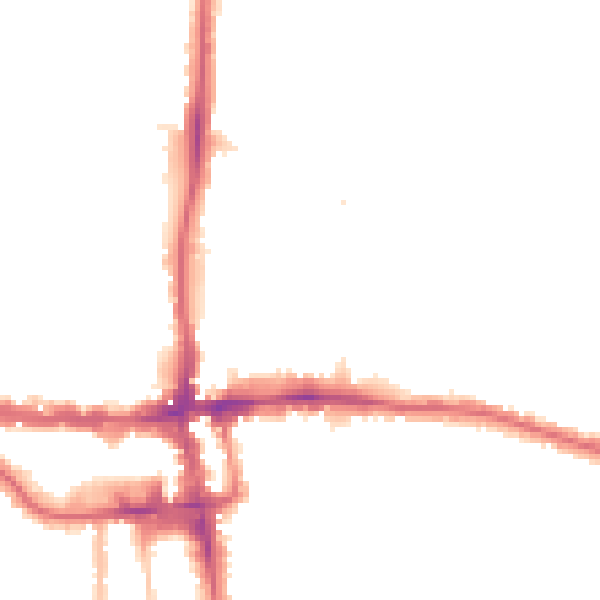 Night-time road noise heatmap for EN1 3TU