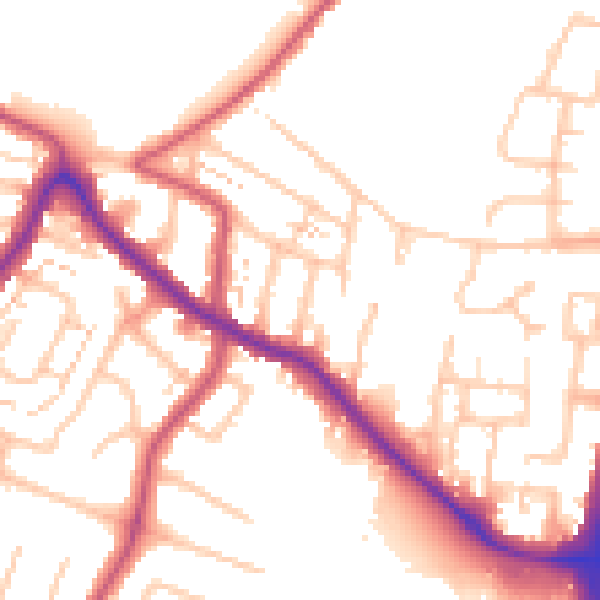 Daytime road noise heatmap for EN1 4BA