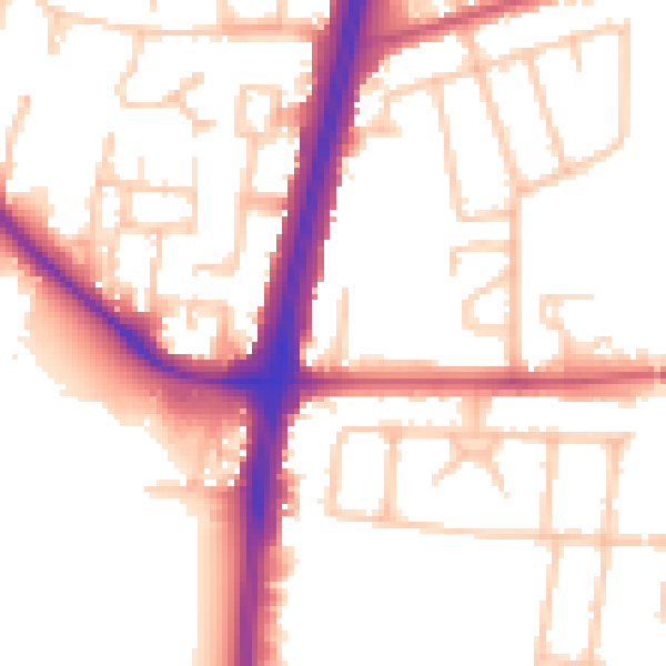 Daytime road noise heatmap for EN1 4JX