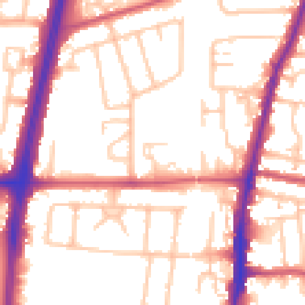 Daytime road noise heatmap for EN1 4LE