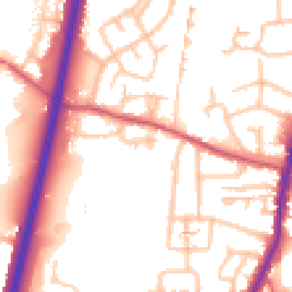 Daytime road noise heatmap for EN1 4PP