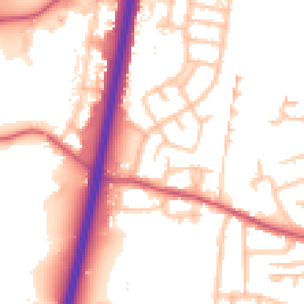 Daytime road noise heatmap for EN1 4QB