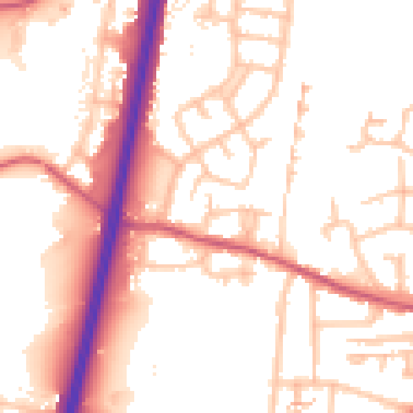 Daytime road noise heatmap for EN1 4QE