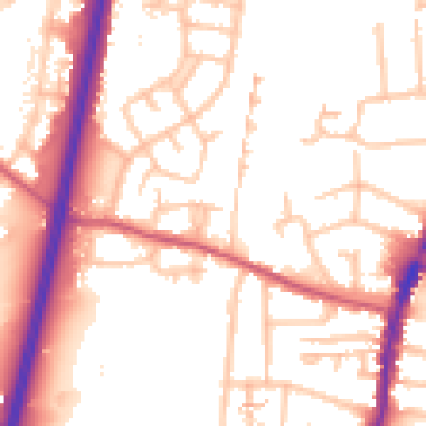 Daytime road noise heatmap for EN1 4QG