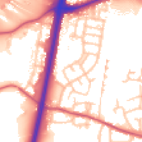 Daytime road noise heatmap for EN1 4QP