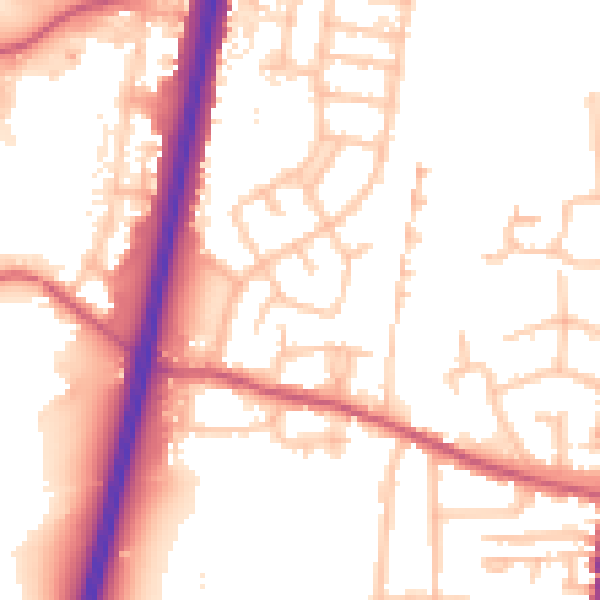 Daytime road noise heatmap for EN1 4QQ