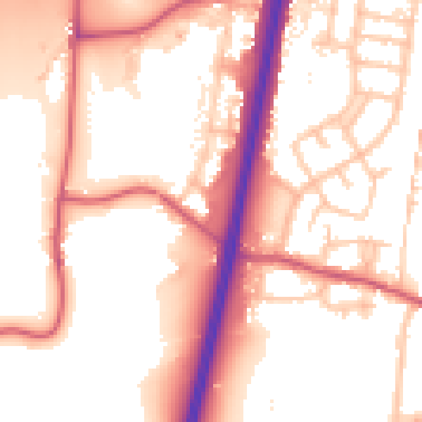 Daytime road noise heatmap for EN1 4ST