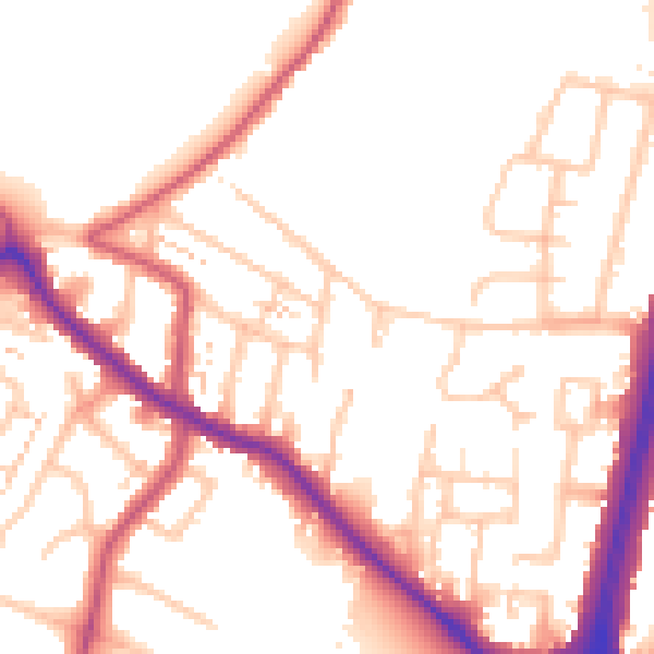 Daytime road noise heatmap for EN1 4TR