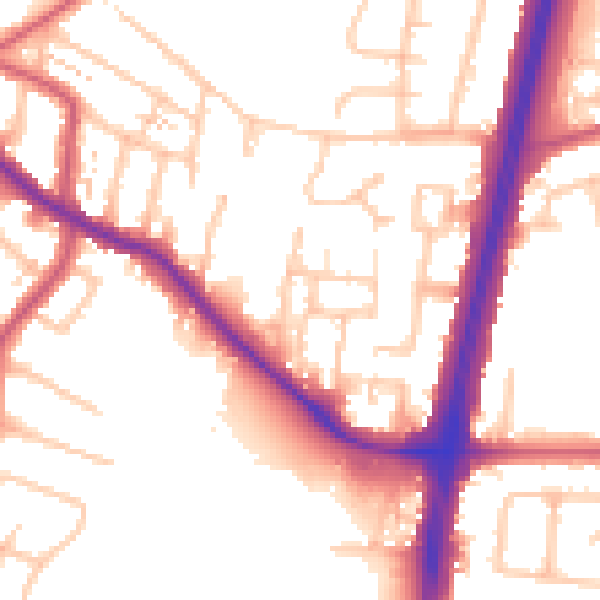 Daytime road noise heatmap for EN1 4UT