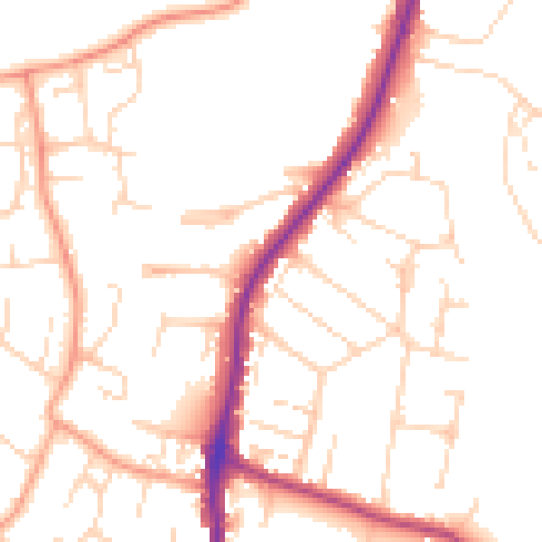 Daytime road noise heatmap for EN10 7FJ