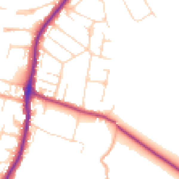 Daytime road noise heatmap for EN10 7JR