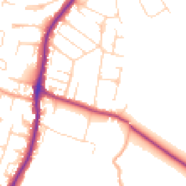 Daytime road noise heatmap for EN10 7JU