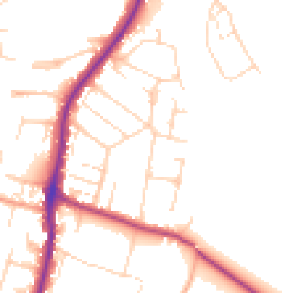 Daytime road noise heatmap for EN10 7JW