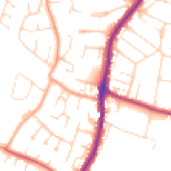 Daytime road noise heatmap for EN10 7NE