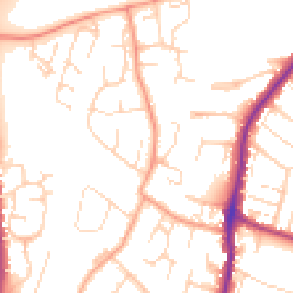 Daytime road noise heatmap for EN10 7PA