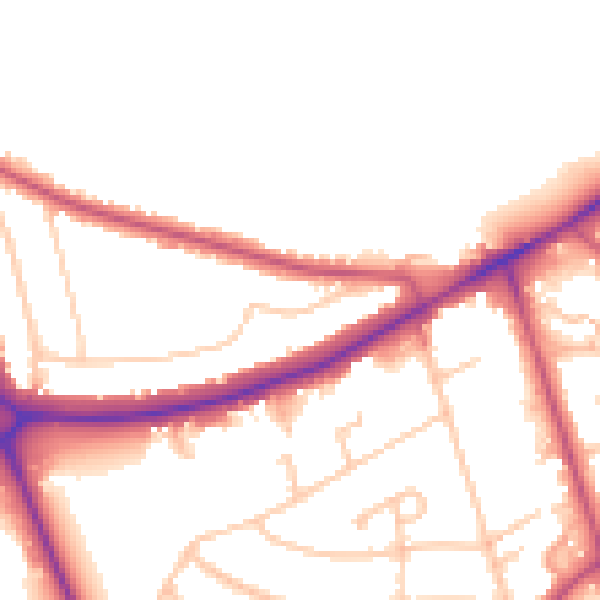 Daytime road noise heatmap for EN4 0BJ