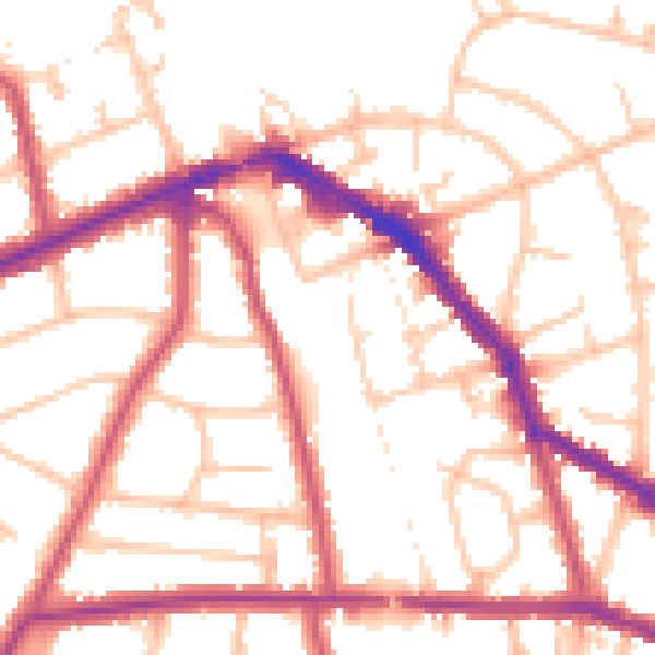 Daytime road noise heatmap for EN4 8AD