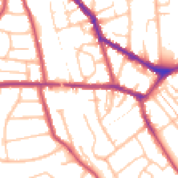 Daytime road noise heatmap for EN4 8AE