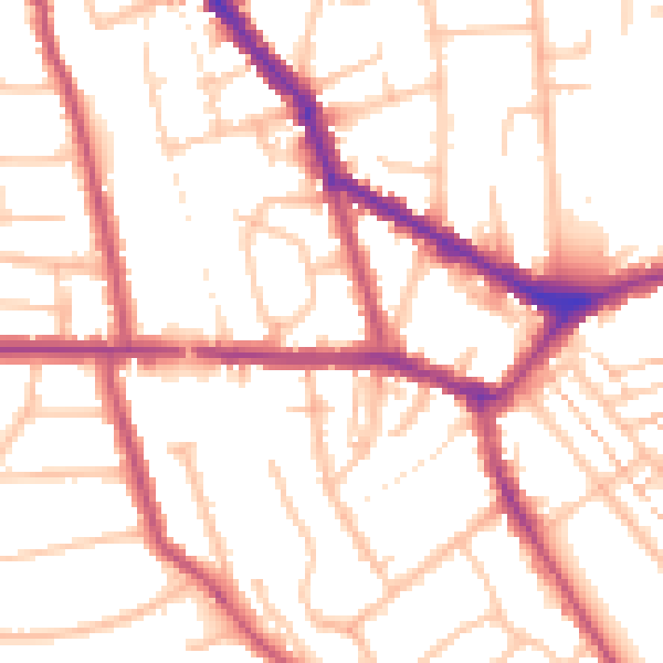 Daytime road noise heatmap for EN4 8AG