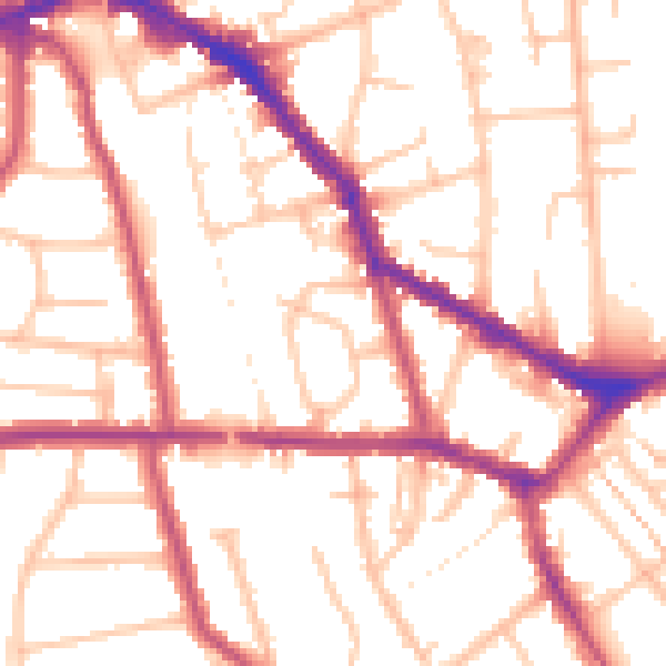 Daytime road noise heatmap for EN4 8BP