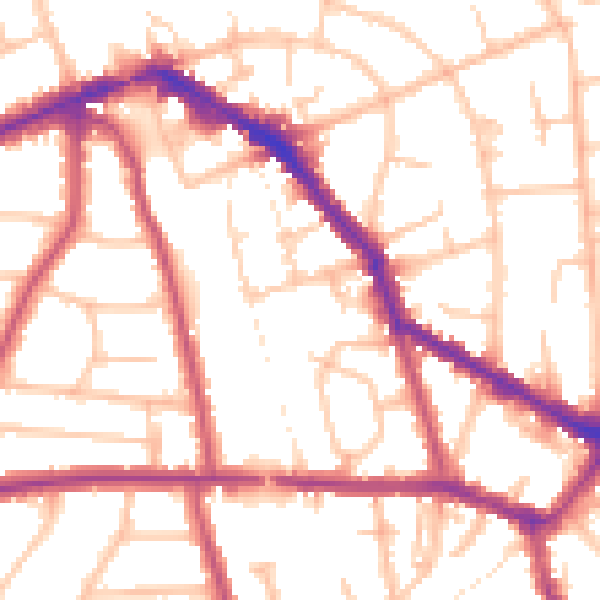 Daytime road noise heatmap for EN4 8BQ