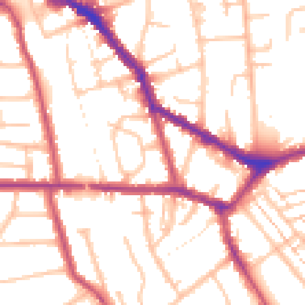Daytime road noise heatmap for EN4 8BU