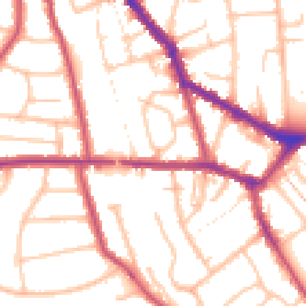 Daytime road noise heatmap for EN4 8BX