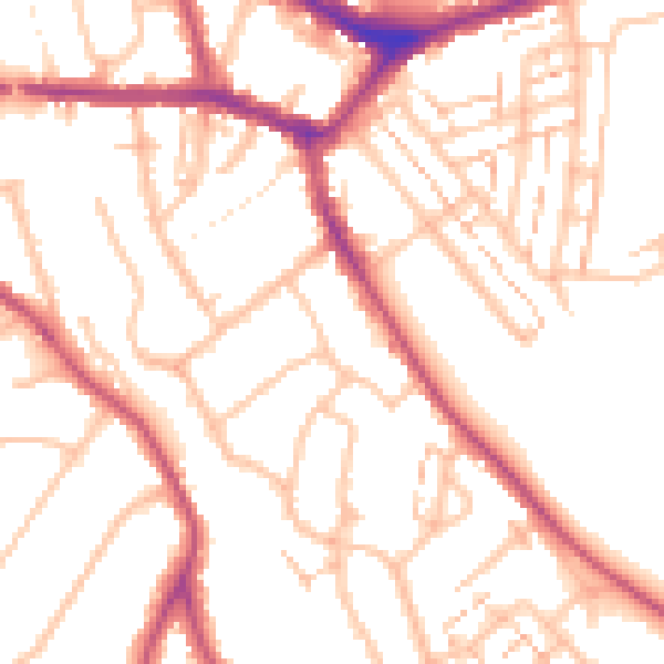 Daytime road noise heatmap for EN4 8DH