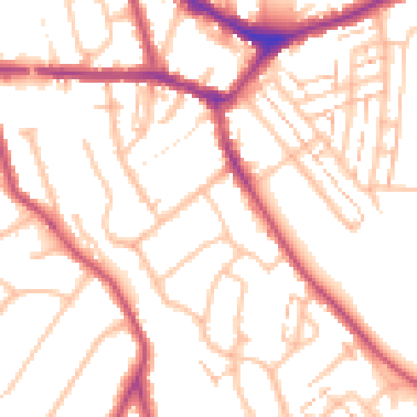 Daytime road noise heatmap for EN4 8DJ