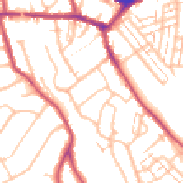 Daytime road noise heatmap for EN4 8DL