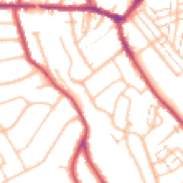 Daytime road noise heatmap for EN4 8DP