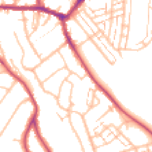 Daytime road noise heatmap for EN4 8DY