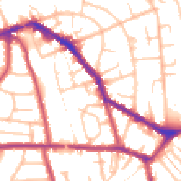 Daytime road noise heatmap for EN4 8FE