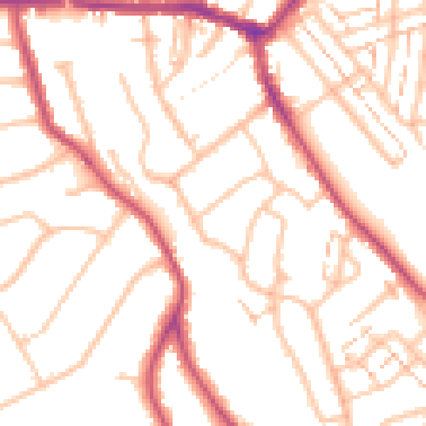 Daytime road noise heatmap for EN4 8HA