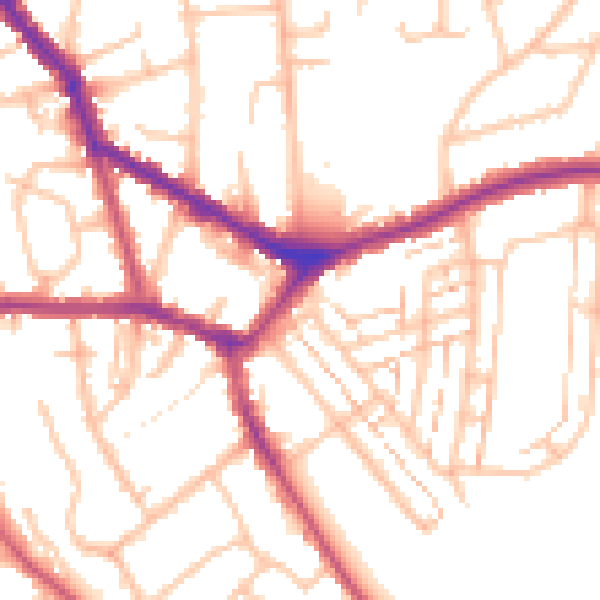 Daytime road noise heatmap for EN4 8JA