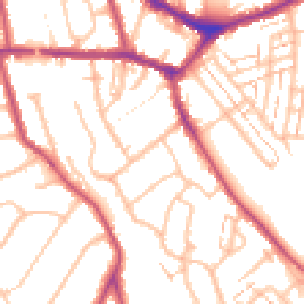 Daytime road noise heatmap for EN4 8JD