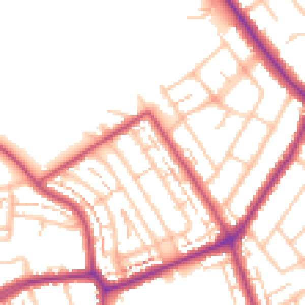 Daytime road noise heatmap for EN4 8LA