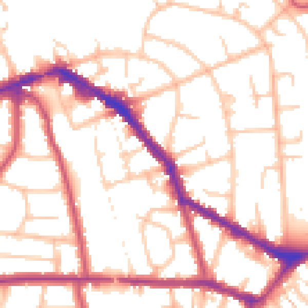 Daytime road noise heatmap for EN4 8RD