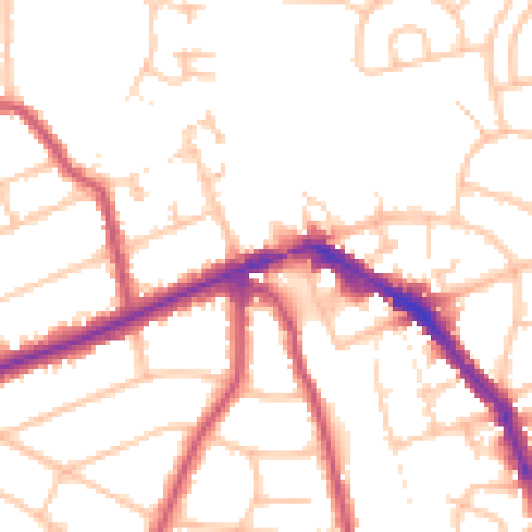 Daytime road noise heatmap for EN4 8RW