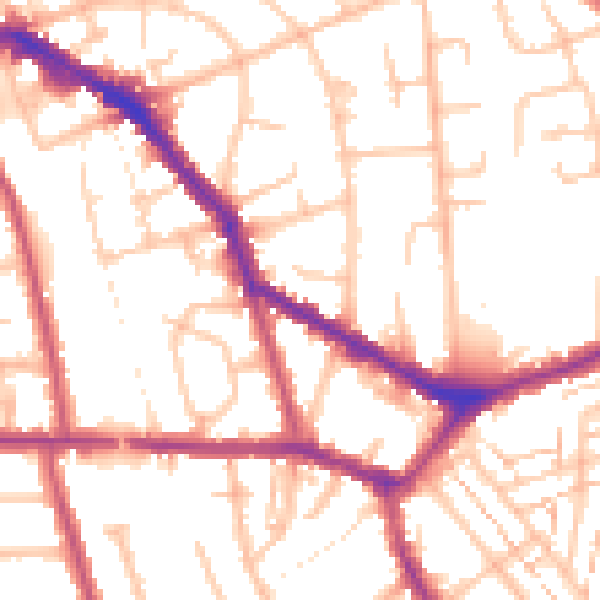 Daytime road noise heatmap for EN4 8SE