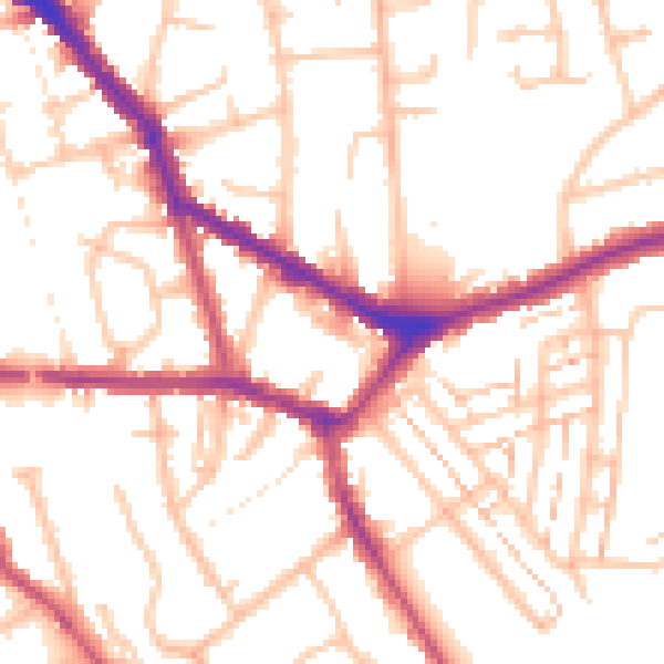 Daytime road noise heatmap for EN4 8SJ