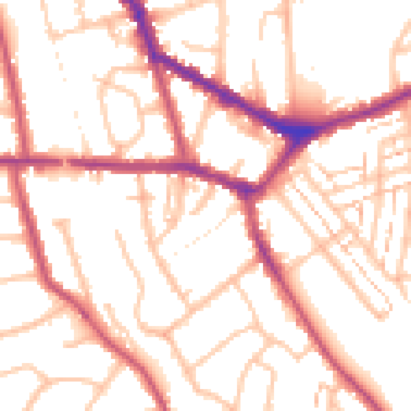 Daytime road noise heatmap for EN4 8TE
