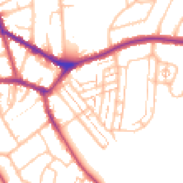 Daytime road noise heatmap for EN4 8UA