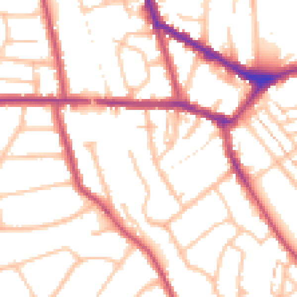 Daytime road noise heatmap for EN4 8UN