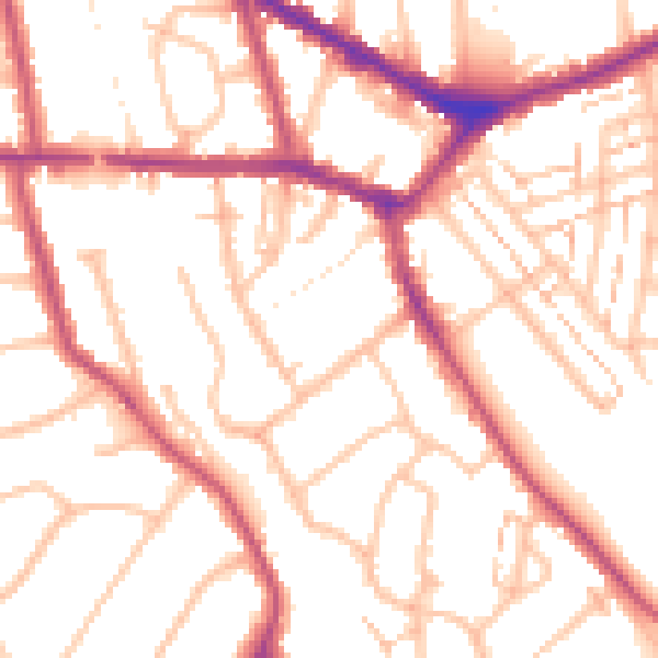 Daytime road noise heatmap for EN4 8UY
