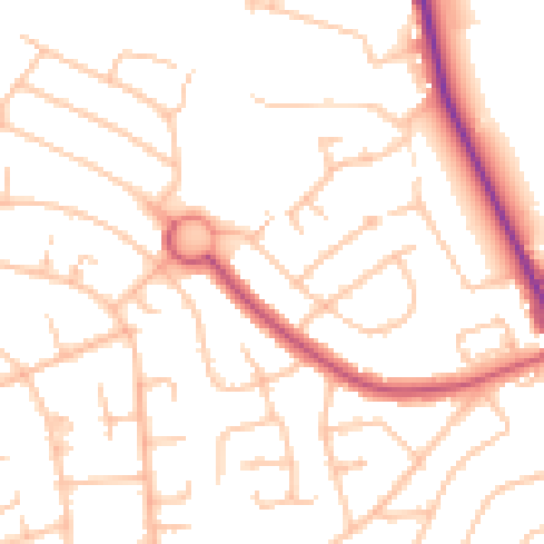 Daytime road noise heatmap for EN4 9DU