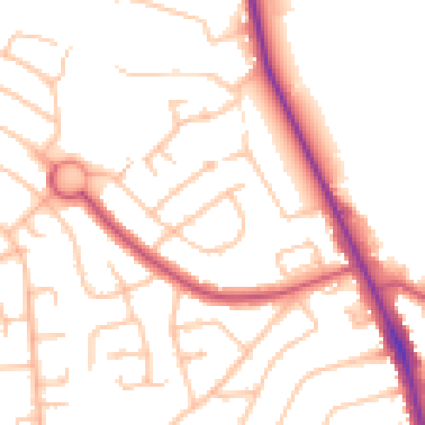 Daytime road noise heatmap for EN4 9DZ