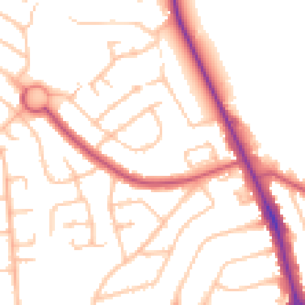 Daytime road noise heatmap for EN4 9EG