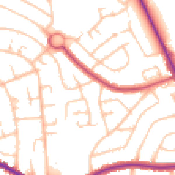 Daytime road noise heatmap for EN4 9EU