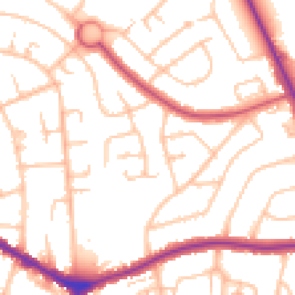 Daytime road noise heatmap for EN4 9EX